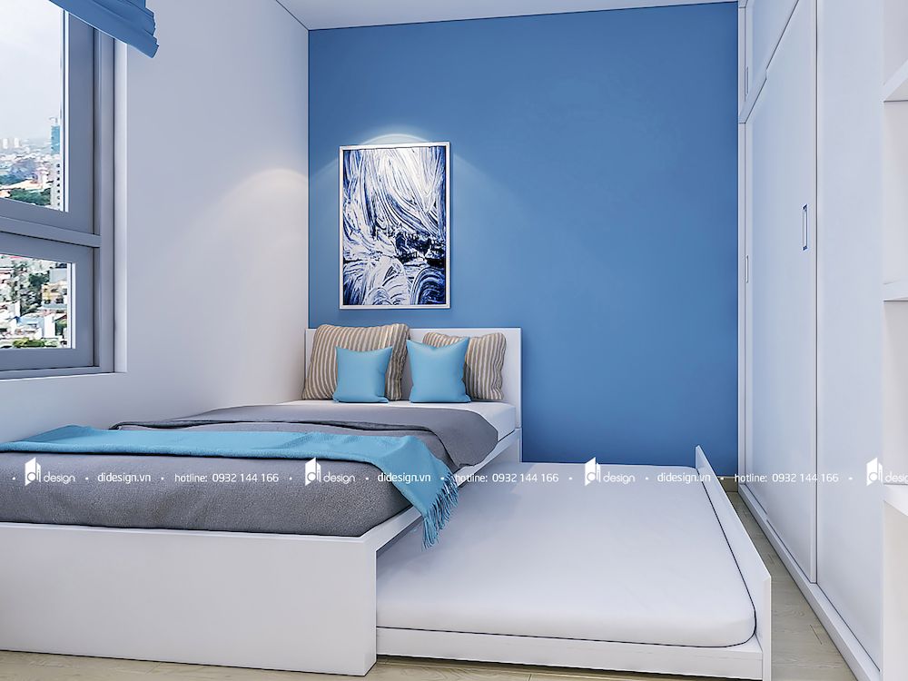 Thiết kế nội thất căn hộ 82m2 Novaland màu xanh biển