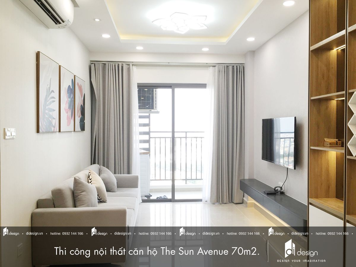 Thi công nội thất căn hộ chung cư The Sun Avenue 70m2
