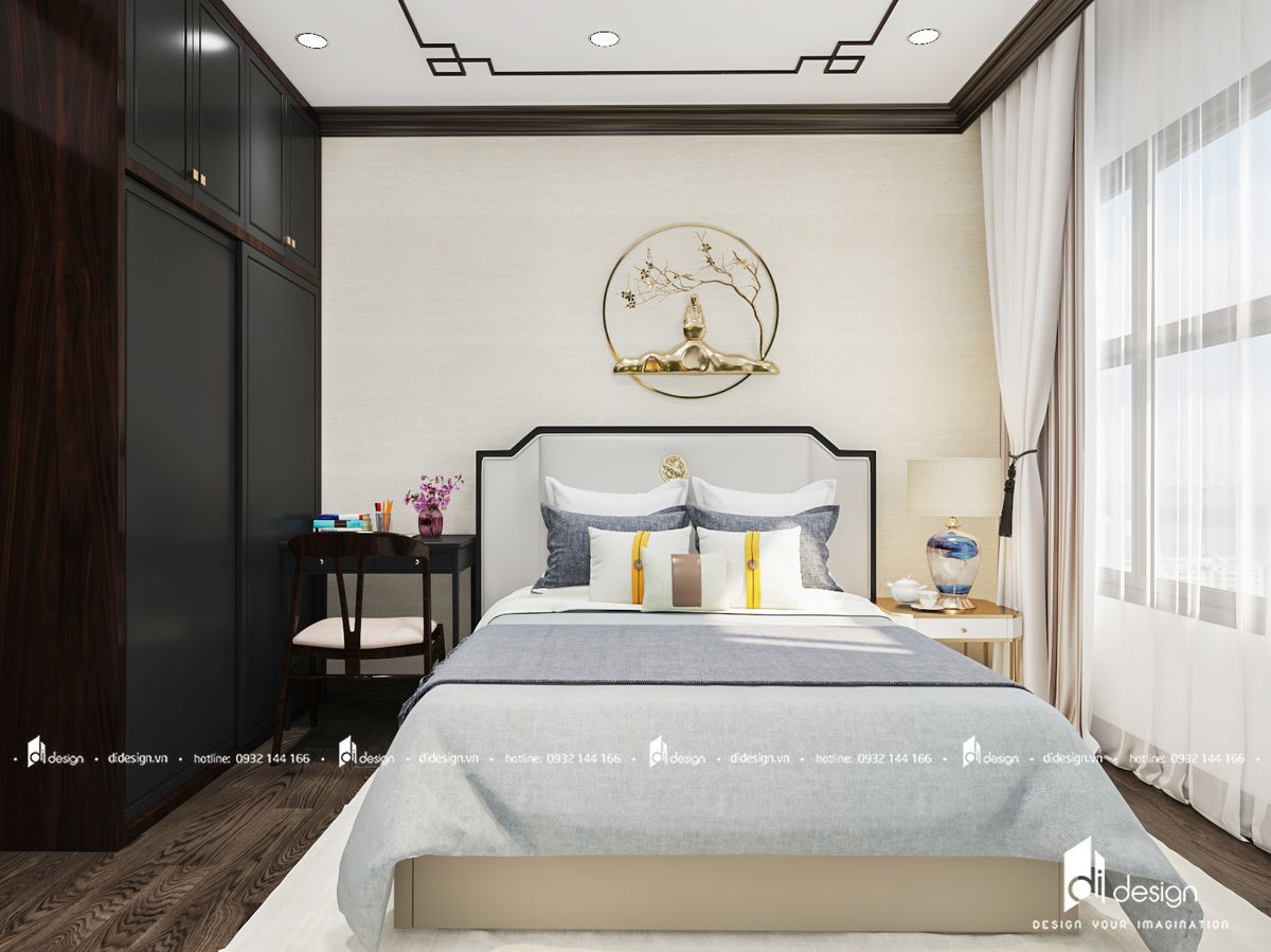 Thiết kế nội thất chung cư Safira Khang Điền 85m2 phong cách Đông Dương