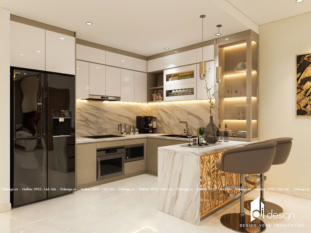 thiết kế căn hộ chung cư Feliz En Vista 57m2 phong cách tân cổ điển