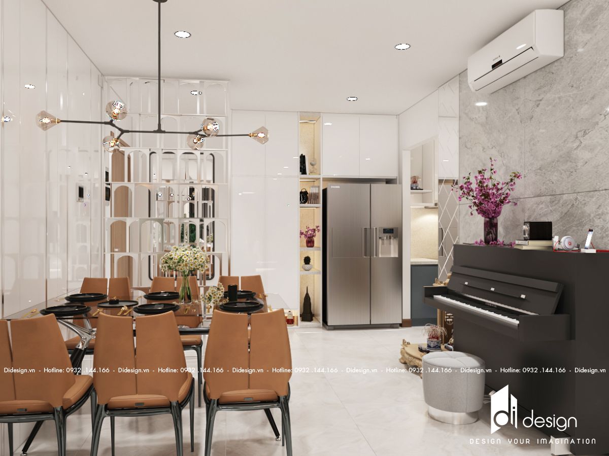 Thiết kế nội thất căn hộ Precia 98m2 3pn đẹp hiện đại và ấm áp