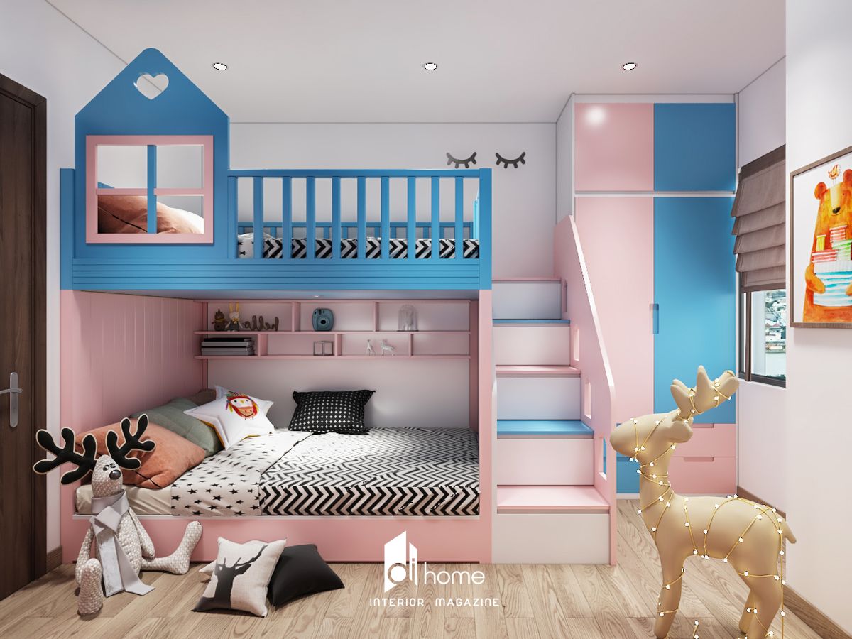 thiết kế phòng ngủ giường tầng cho bé