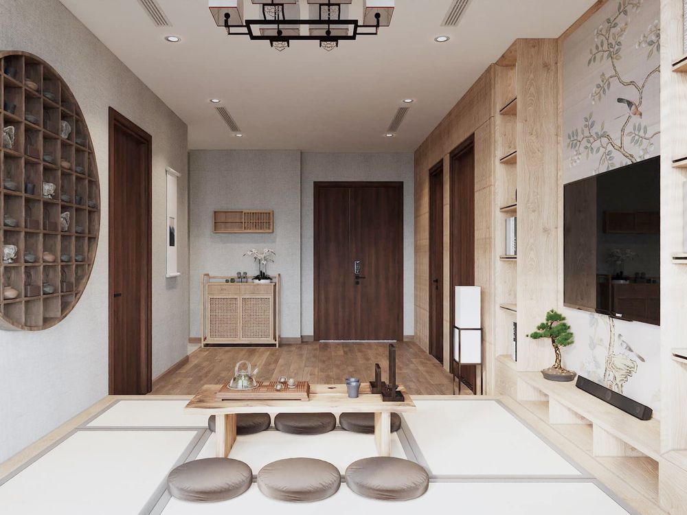 Nội thất chung cư 2 phòng ngủ 70m2 phong cách Nhật