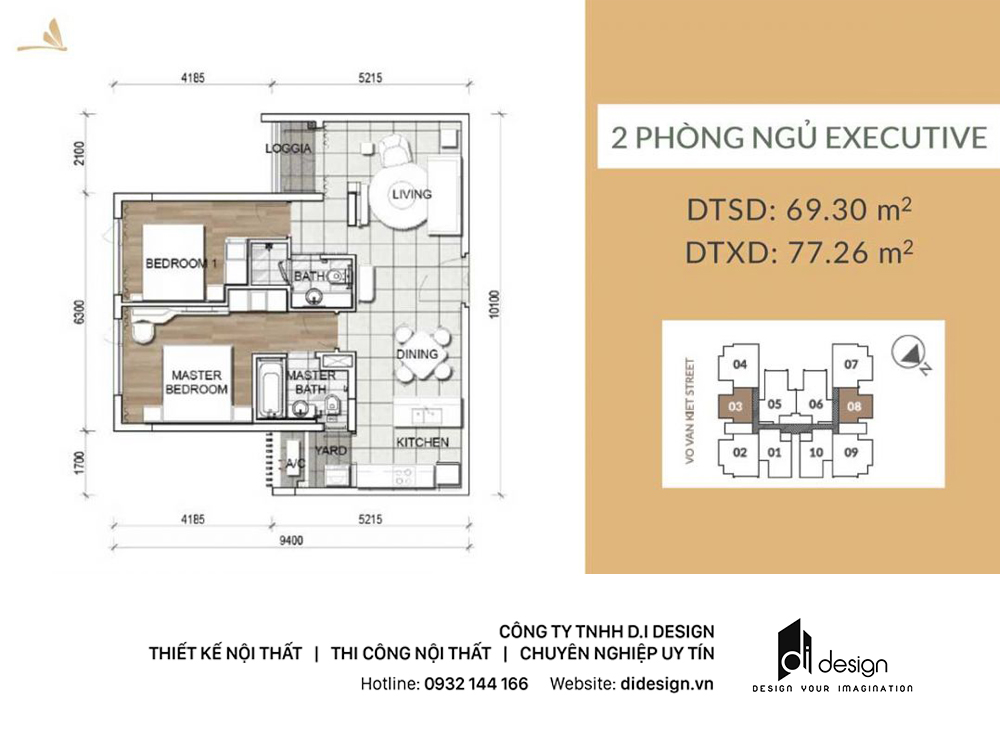 Mặt bằng căn hộ chung cư Zenity quận 1 2pn 70m2