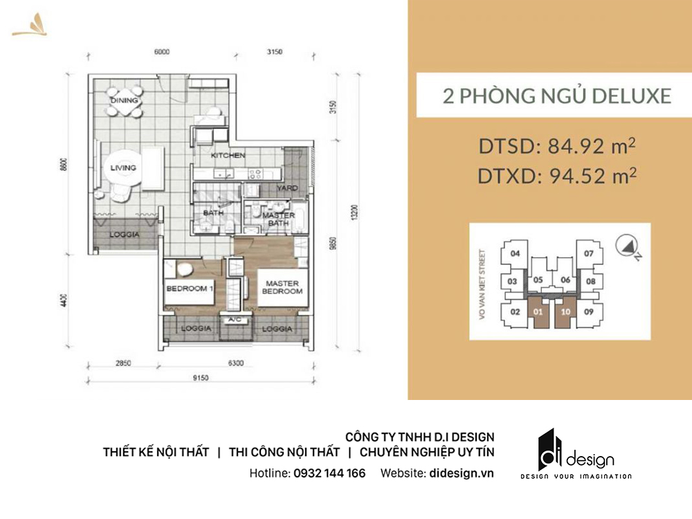 Mặt bằng căn hộ chung cư Zenity quận 1 2pn 85m2