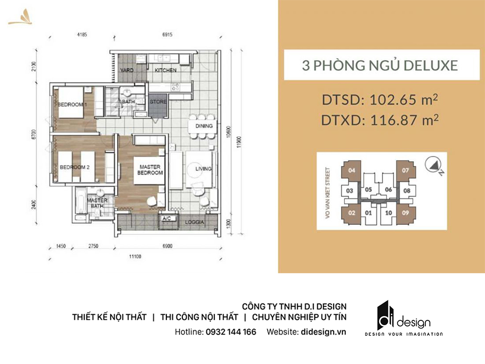 Mặt bằng căn hộ chung cư Zenity quận 1 3pn 102m2