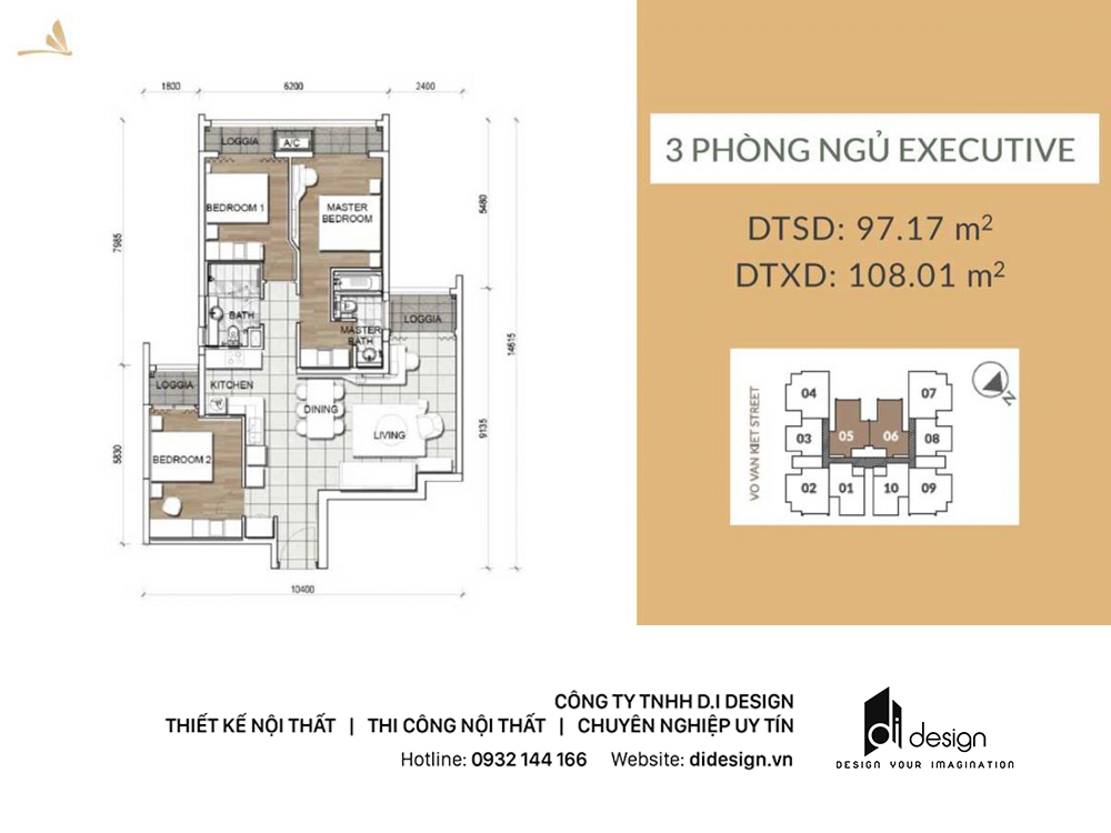 Mặt bằng căn hộ chung cư Zenity quận 1 3pn 97m2