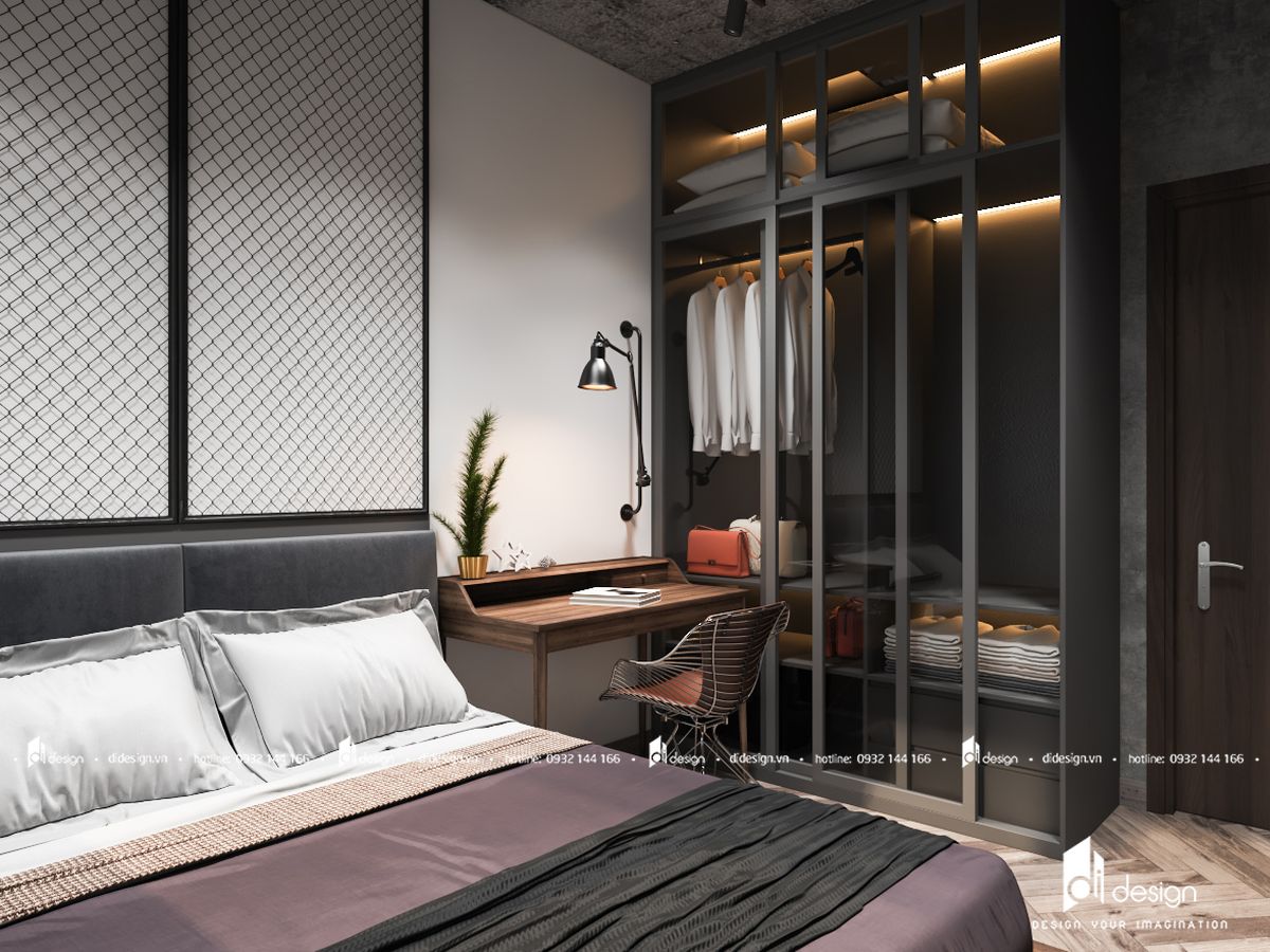 Thiết kế căn hộ theo phong cách industrial độc đáo - phòng ngủ