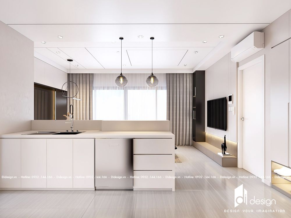 Thiết kế căn hộ Zenity Capitaland 2 phòng ngủ - phòng bếp