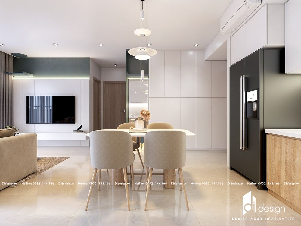 Thiết kế nội thất căn hộ The Alpha Residence 68m2 đẹp tiện nghi và ấm cúng - phòng bếp