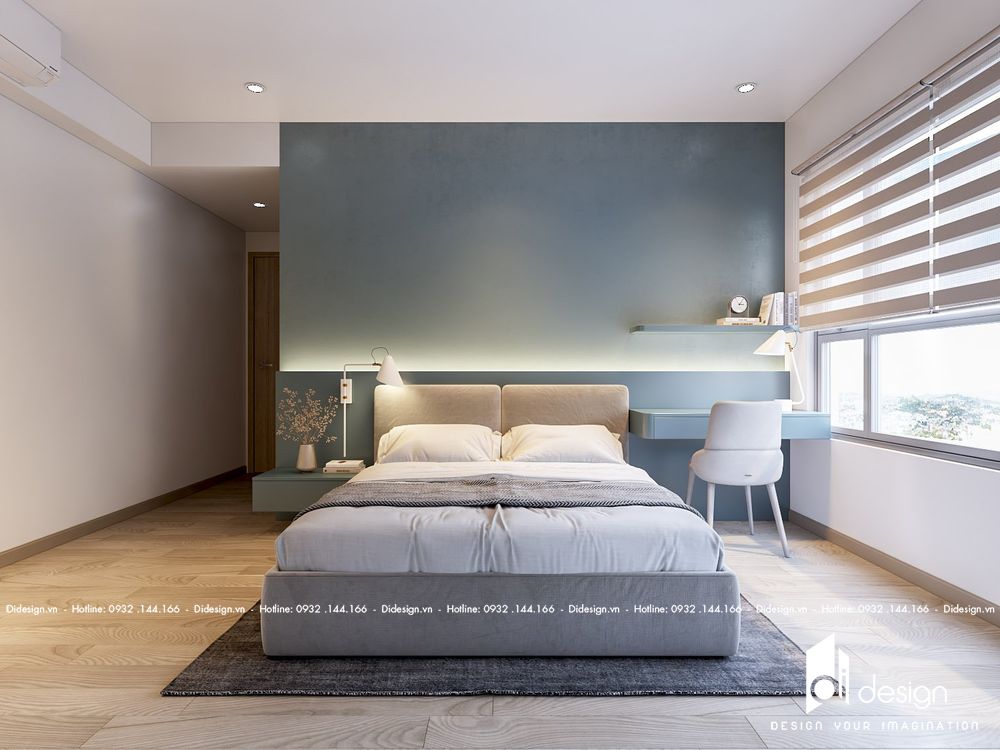 Thiết kế nội thất căn hộ The Alpha Residence 68m2 đẹp tiện nghi và ấm cúng - phòng ngủ