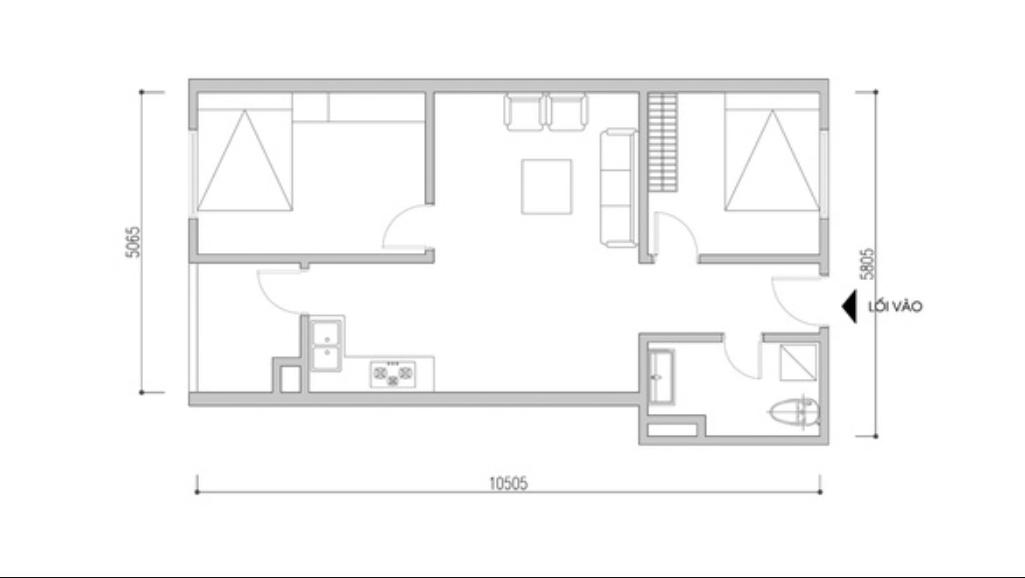 Tư vấn thiết kế nội thất căn hộ 61m2 cho gia đình 3 người - mặt bằng hiện trạng
