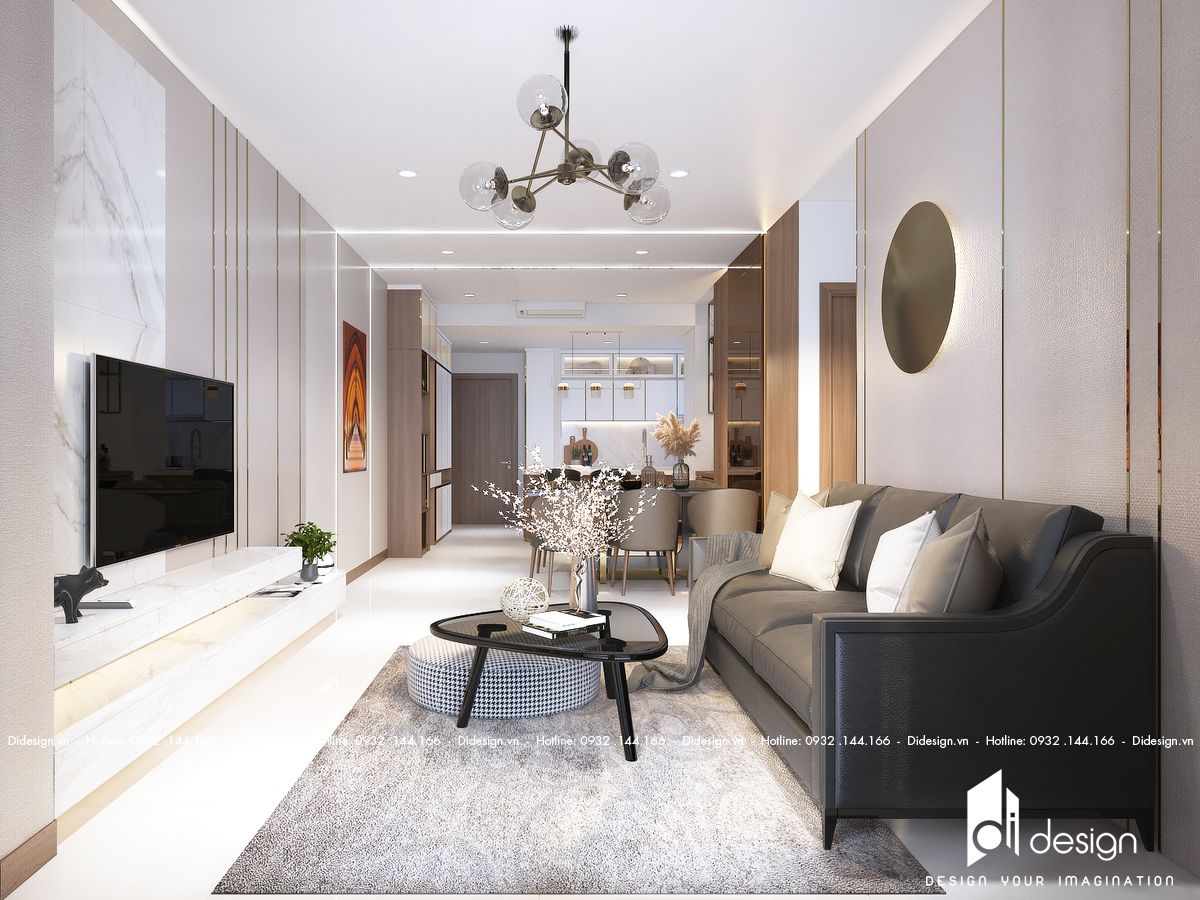 Tư vấn thiết kế nội thất căn hộ 61m2 cho gia đình 3 người - phòng khách