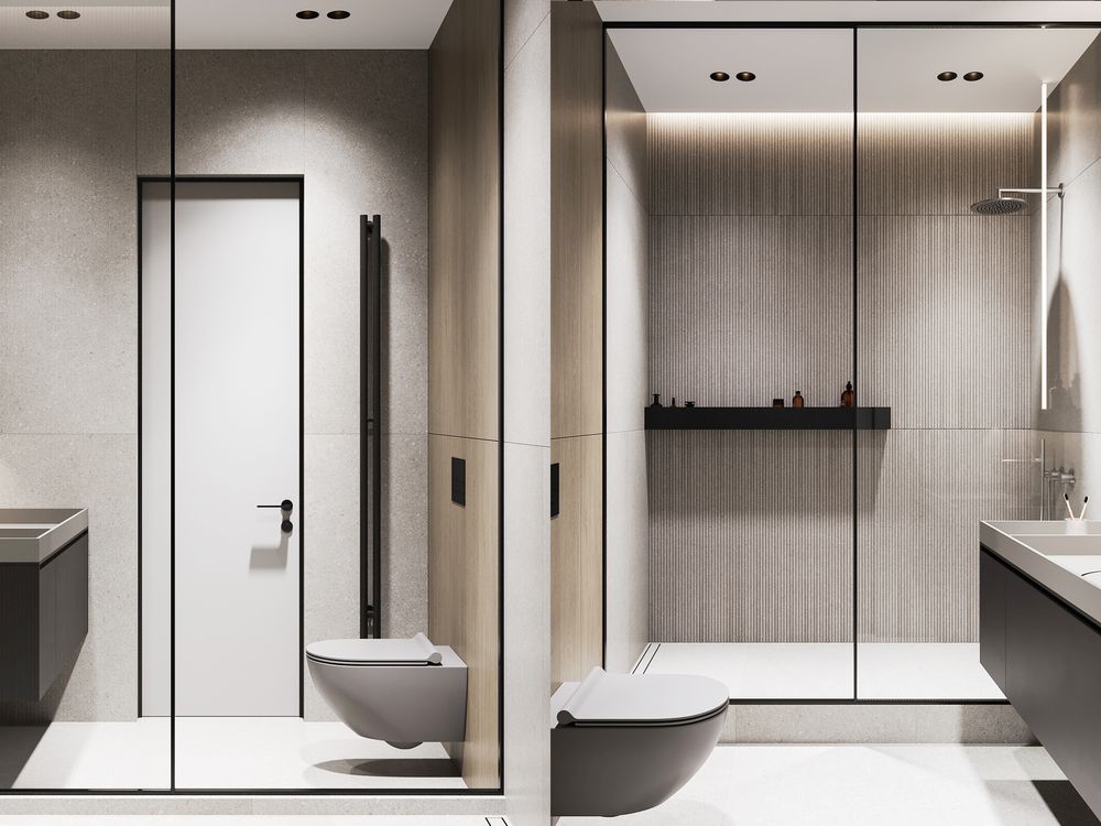 Thiết kế nội thất căn hộ 45m2 ấm cúng - phòng tắm wc