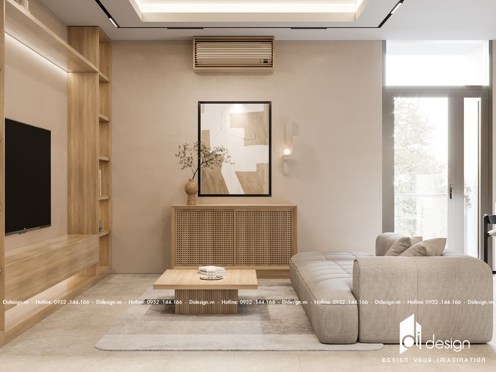 Thiết kế nội thất căn hộ 3 phòng ngủ phong cách Nhật - phòng khách