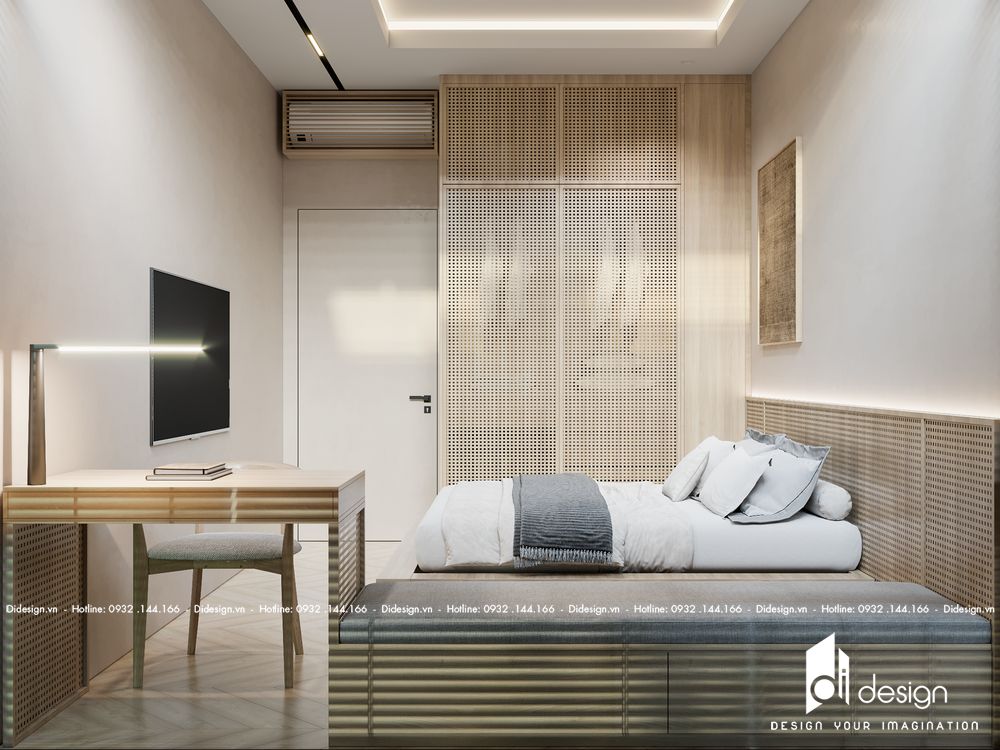 Thiết kế nội thất căn hộ 3 phòng ngủ phong cách Nhật - phòng ngủ