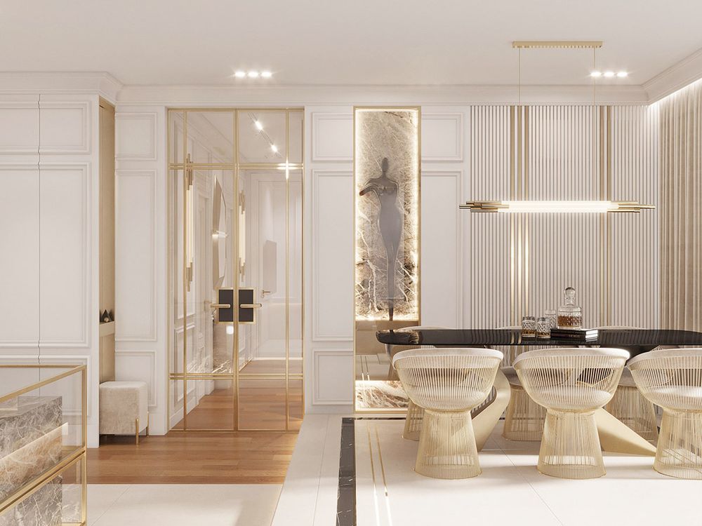 Thiết kế nội thất cao cấp thời thượng với các điểm nhấn bằng vàng - phòng bếp