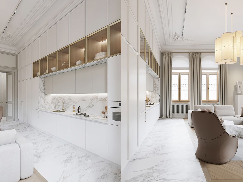 Thiết kế nội thất sang trọng thời thượng với điểm nhấn bằng đá cẩm thạch - phòng bếp