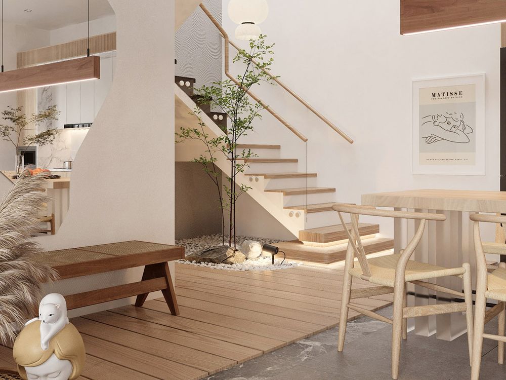 Thiết kế thi công nội thất nhà phố kiểu Nhật - cầu thang