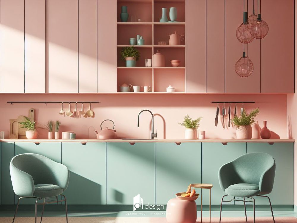 Những phòng bếp màu hồng đẹp cuốn hút