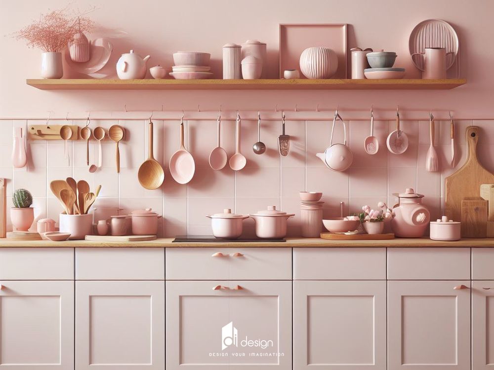 Những phòng bếp màu hồng đẹp cuốn hút