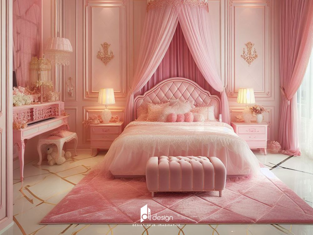 Phòng ngủ màu hồng công chúa niềm mơ ước của mọi bé gái