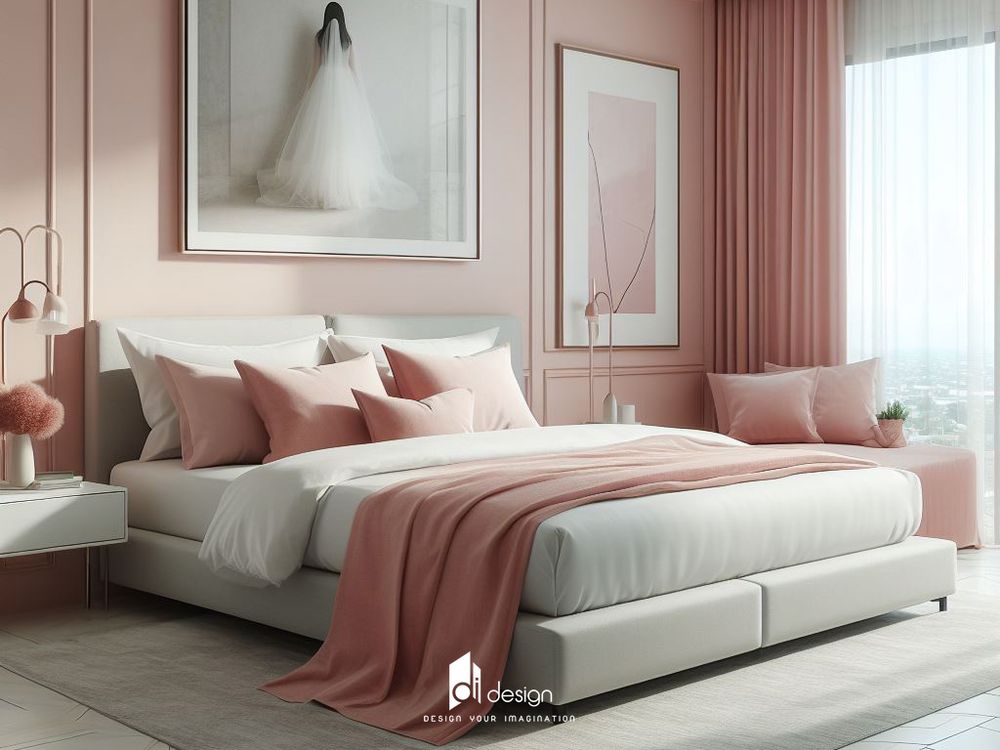 Ảnh phòng ngủ màu hồng ấm cúng và tinh tế