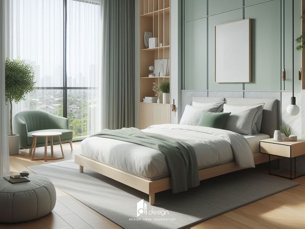 Mẫu nội thất phòng ngủ hiện đại tối giản và tiện ích