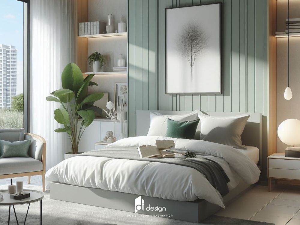 Mẫu nội thất phòng ngủ hiện đại tối giản và tiện ích