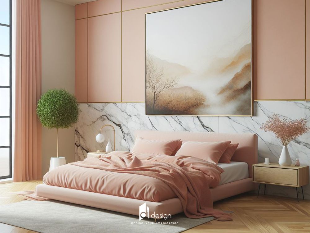 Thiết kế căn hộ chung cư 80m2 Novaland màu hồng đào