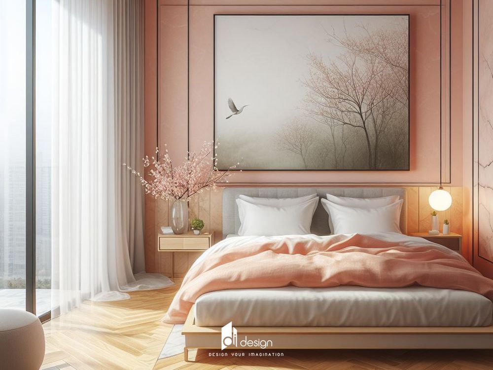 Thiết kế căn hộ chung cư 80m2 Novaland màu hồng đào