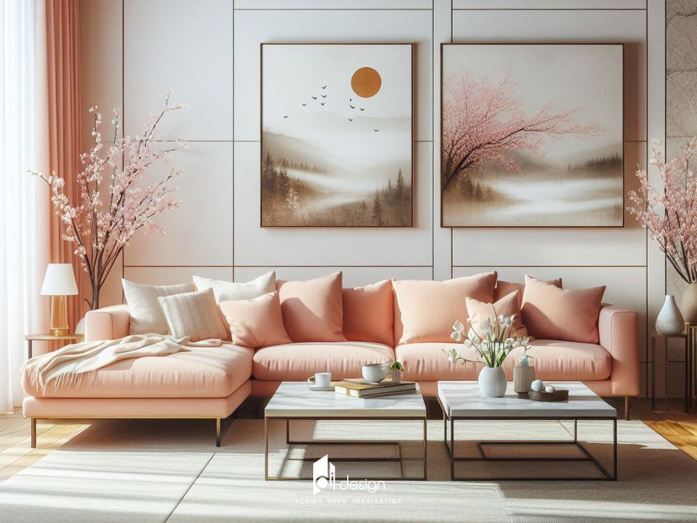 Thiết kế nội thất căn hộ chung cư 67m2 màu hồng đào