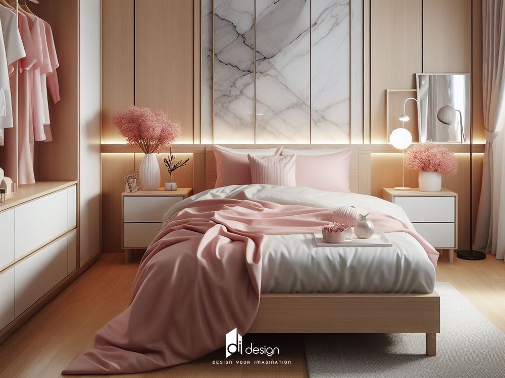 Trang trí phòng ngủ màu hồng - trắng 2024