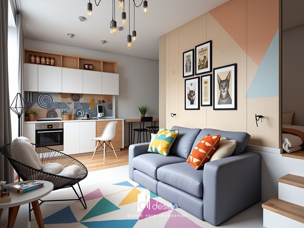 Thiết kế nội thất căn hộ chung cư 40m2 đầy đủ chức năng Thiết kế nội thất căn hộ chung cư 40m2 đầy đủ chức năng