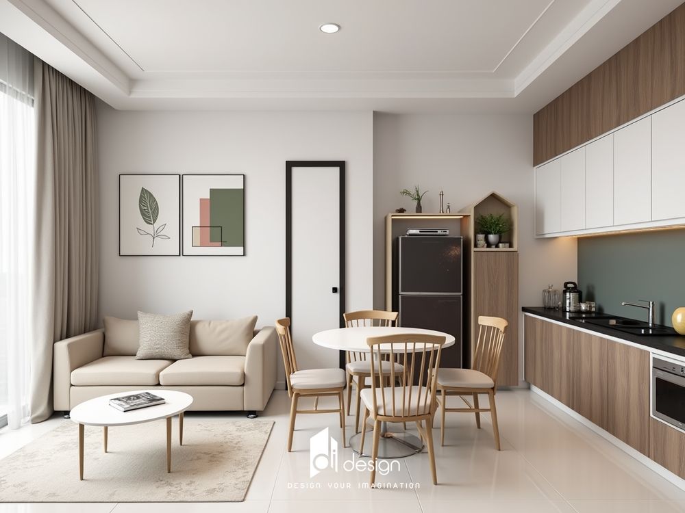 Thiết kế nội thất nhà chung cư 58m2 nhỏ xinh thoải mái và tiện nghi Thiết kế nội thất nhà chung cư 58m2 nhỏ xinh thoải mái và tiện nghi