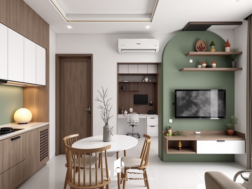 Thiết kế nội thất nhà chung cư 58m2 nhỏ xinh thoải mái và tiện nghi Thiết kế nội thất nhà chung cư 58m2 nhỏ xinh thoải mái và tiện nghi