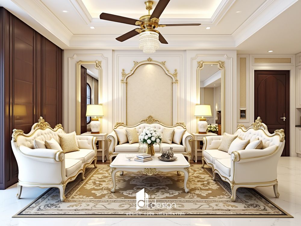 Thiết kế phòng khách cổ điển đẹp quyến rũ và sang trọng