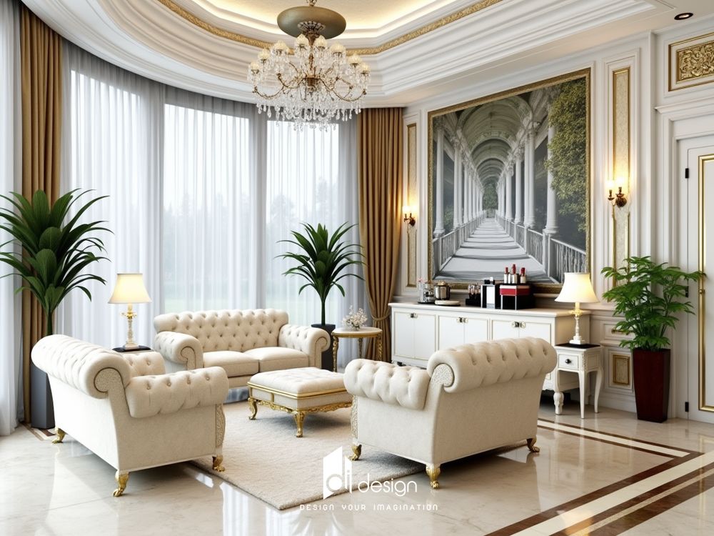 Thiết kế phòng khách cổ điển đẹp quyến rũ và sang trọng