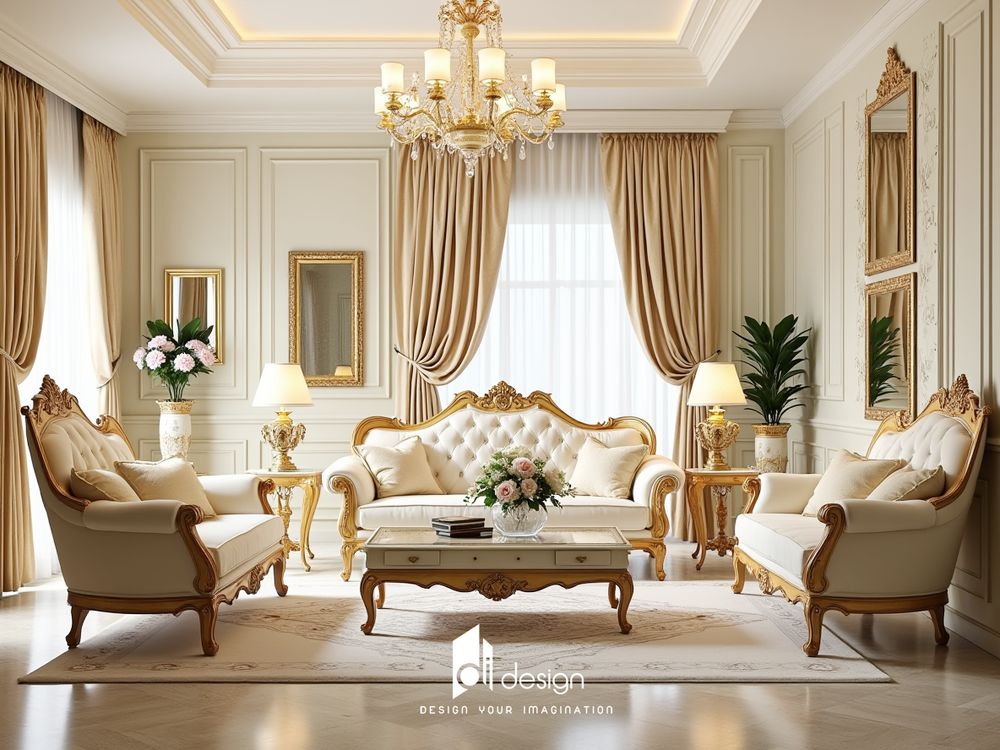 Thiết kế phòng khách cổ điển đẹp quyến rũ và sang trọng