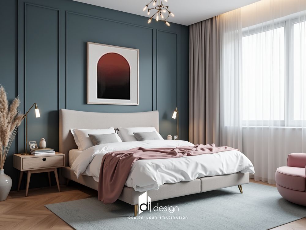 Decor phòng ngủ màu xanh dương yên bình, thư giãn