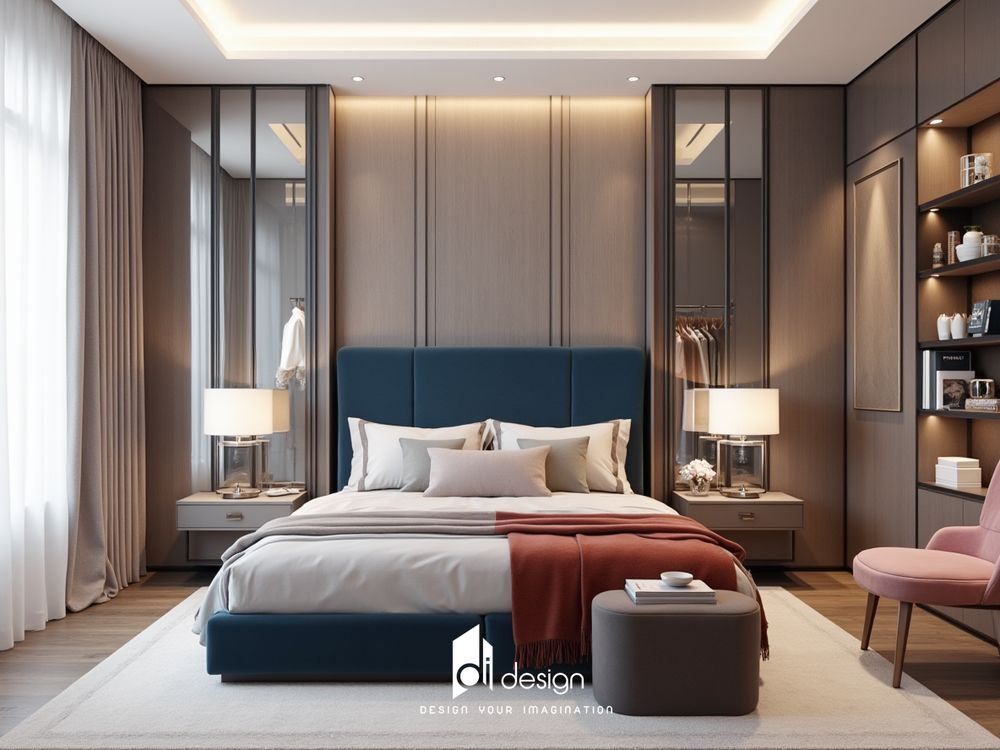 Decor phòng ngủ màu xanh dương yên bình, thư giãn