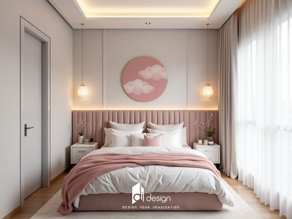 Mẫu phòng ngủ màu hồng pastel ngộ nghĩnh đáng yêu Mẫu phòng ngủ màu hồng pastel ngộ nghĩnh đáng yêu