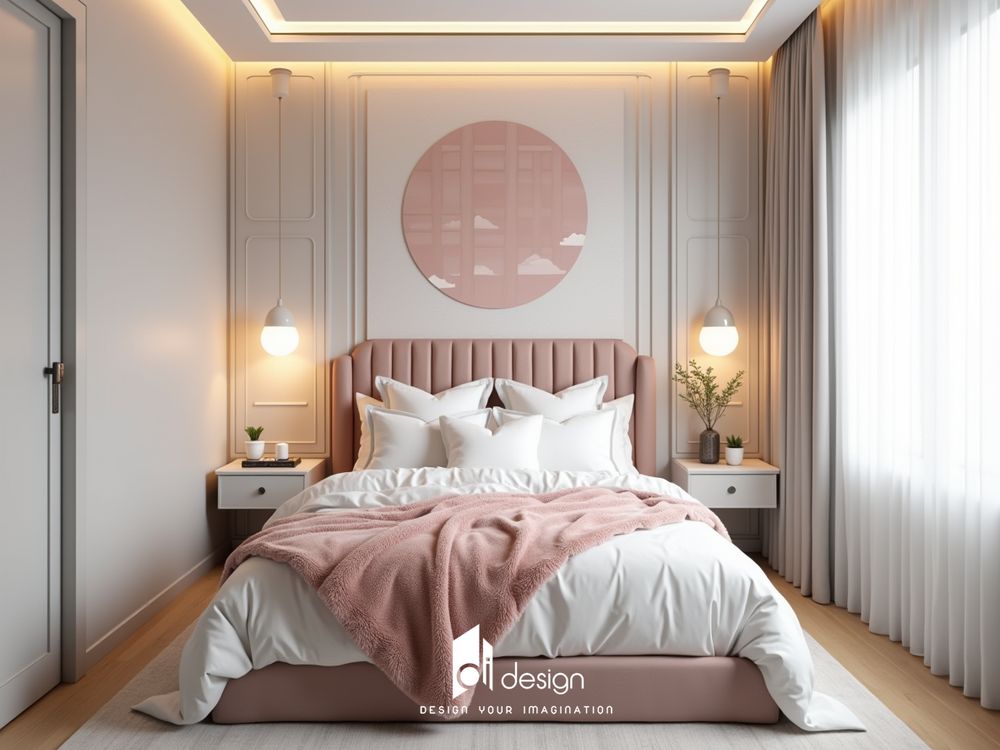 Mẫu phòng ngủ màu hồng pastel ngộ nghĩnh đáng yêu Mẫu phòng ngủ màu hồng pastel ngộ nghĩnh đáng yêu
