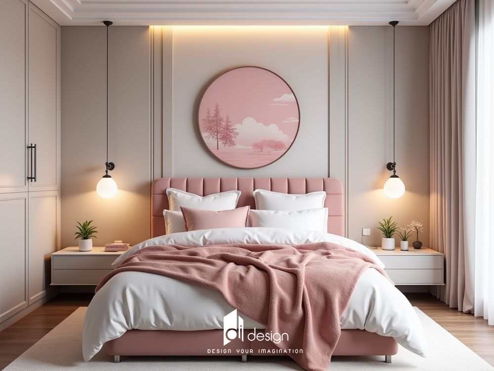 Mẫu phòng ngủ màu hồng pastel ngộ nghĩnh đáng yêu Mẫu phòng ngủ màu hồng pastel ngộ nghĩnh đáng yêu