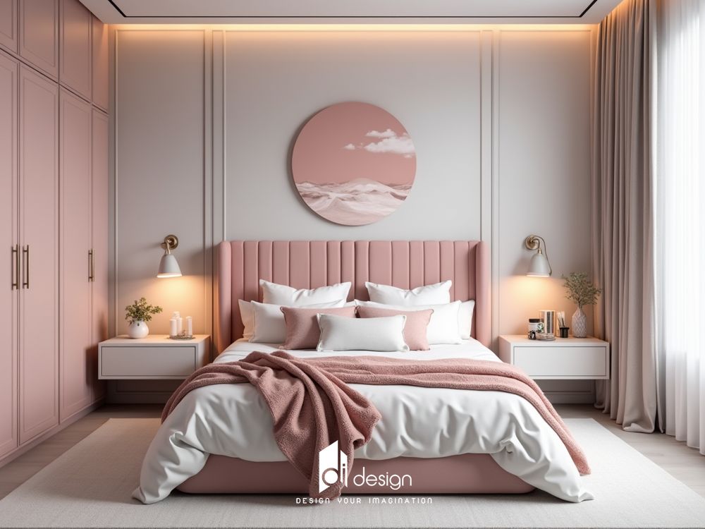 Mẫu phòng ngủ màu hồng pastel ngộ nghĩnh đáng yêu Mẫu phòng ngủ màu hồng pastel ngộ nghĩnh đáng yêu