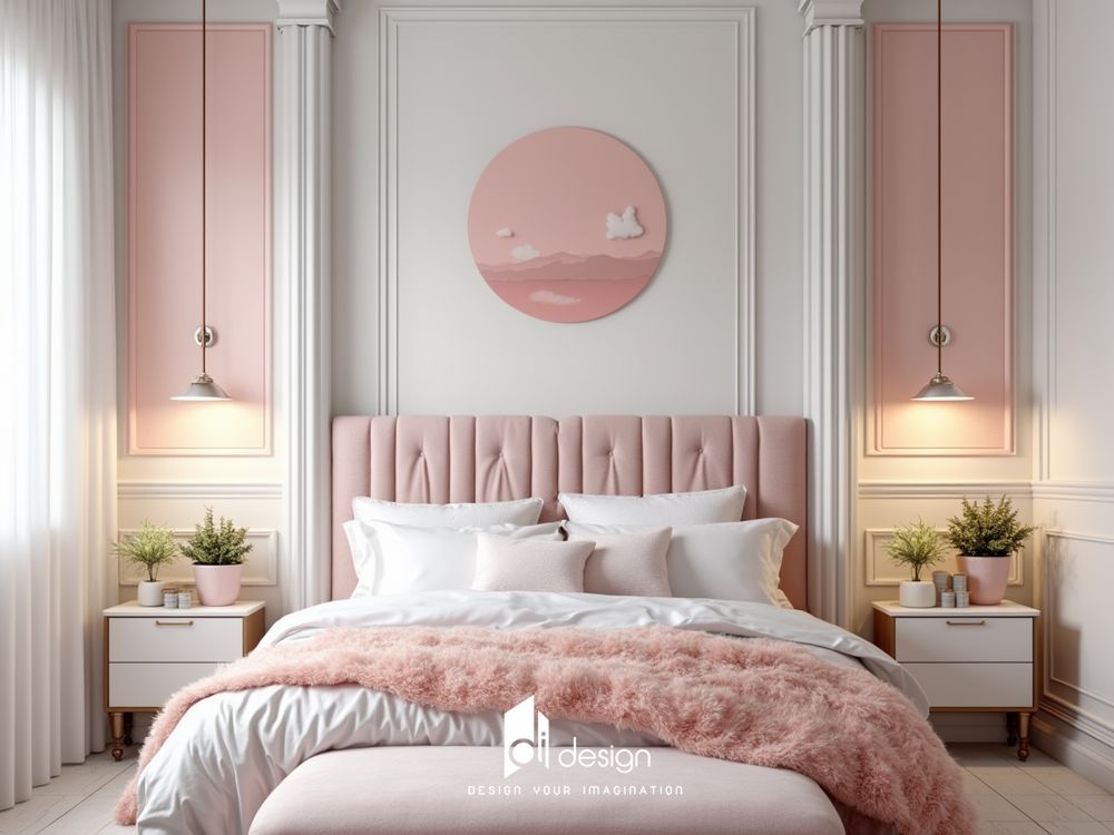 Mẫu phòng ngủ màu hồng pastel ngộ nghĩnh đáng yêu Mẫu phòng ngủ màu hồng pastel ngộ nghĩnh đáng yêu