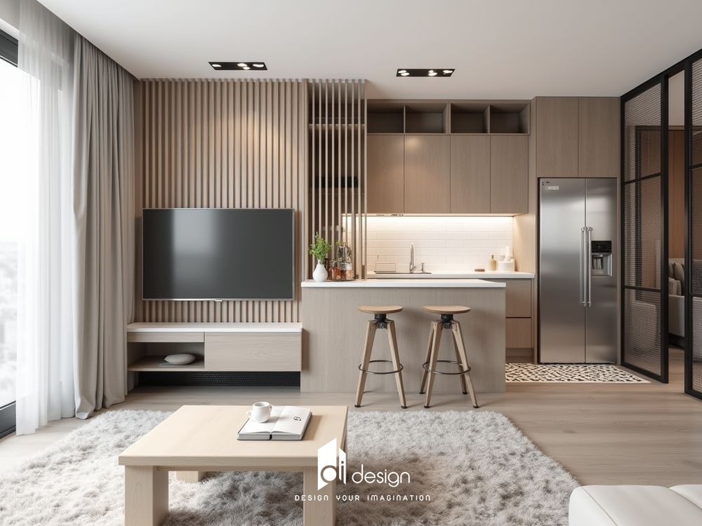 Mẫu thiết kế căn hộ 2 phòng ngủ 65m2 phong cách Scandivanian Mẫu thiết kế căn hộ 2 phòng ngủ 65m2 phong cách Scandivanian