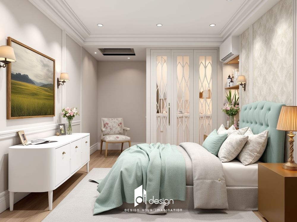 Thiết kế căn hộ 58m2 phong cách tân cổ điển Thiết kế căn hộ 58m2 phong cách tân cổ điển