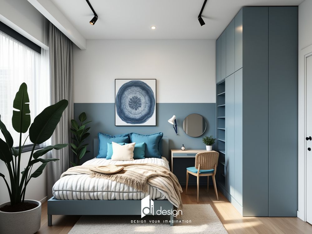 Cách trang trí phòng ngủ màu xanh dương gần gũi với thiên nhiên Cách trang trí phòng ngủ màu xanh dương gần gũi với thiên nhiên