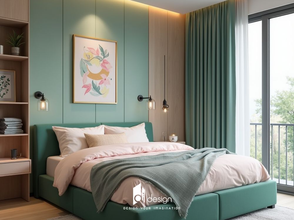 Decor phòng ngủ màu xanh lá không gian thư thái và gần gũi với thiên nhiên Decor phòng ngủ màu xanh lá không gian thư thái và gần gũi với thiên nhiên